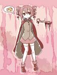  cape character_name charlotte_(madoka_magica) cheese drill_hair kurosu_rino mahou_shoujo_madoka_magica personification pink_hair solo thigh-highs thighhighs twin_drills white_legwear white_thighhighs 