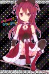  bad_id bare_shoulders bow detached_sleeves hair_bow haseixi long_hair magical_girl mahou_shoujo_madoka_magica polearm ponytail red_eyes red_hair redhead sakura_kyouko solo spear thigh-highs thighhighs weapon 