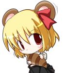  animal_ears blonde_hair chibi kemonomimi_mode licking r_pascal raccoon_ears raccoon_tail red_eyes rumia short_hair solo tail tail_hold the_embodiment_of_scarlet_devil tongue touhou youkai 