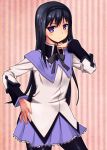  akemi_homura black_hair face hand_on_hip hips kou_(garakuta_teikoku) long_hair magical_girl mahou_shoujo_madoka_magica pantyhose purple_eyes solo violet_eyes 