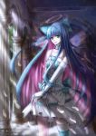  angel_wings bad_id bridal_gauntlets choker feathers green_eyes halo hayne panty_&amp;_stocking_with_garterbelt pillar single_thighhigh stocking_(character) stocking_(psg) sunlight thighhighs wings 