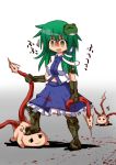  blood blood_on_clothes blood_on_face bloody_clothes boots crazy crazy_eyes dead_space empty_eyes frog gloves green_hair hair_ornament honehone kochiya_sanae long_hair lurker_(dead_space) necromorph snake solo tentacle tentacles touhou yandere yellow_eyes yukkuri_shiteitte_ne 