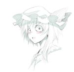  blush constricted_pupils contracted_pupils face flandre_scarlet kurokuro monochrome sketch solo touhou 