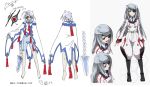  baggy_pants blazblue boots braid cape character_sheet comparison eyepatch infinite_stratos kurashima_tomoyasu laura_bodewig long_hair nu-13 official_art production_art red_eyes silver_hair single_braid 