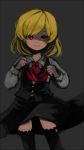 black_legwear black_thighhighs blonde_hair crescent dark ex-rumia hko red_eyes rumia short_hair simple_background smile solo the_embodiment_of_scarlet_devil thigh-highs thighhighs touhou youkai 