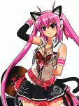  animal_ears armband artist_request beatmania beatmania_iidx belt blush bra breasts cat_ears cat_tail celica chain chains cleavage elbow_gloves front-tie_top gloves headphones highres jewelry lingerie long_hair mizushiro_celica necklace necktie open_clothes open_shirt pink_eyes pink_hair pleated_skirt shirt simple_background skirt smile solo tail thigh-highs thighhighs twintails underwear very_long_hair wristband zettai_ryouiki 