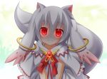  animal_ears empty_eyes glowing glowing_eyes highres kyubey kyuubee mahou_shoujo_madoka_magica mitsuki personification red_eyes shaded_face smile soul_gem tail white_hair 