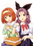  brown_hair dress hairband kaho_(sister_princess) mizugame picnic_basket purple_eyes purple_hair ribbon shirayuki_(sister_princess) short_hair sister_princess violet_eyes wrist_cuffs 