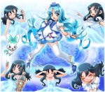  1041_(toshikazu) blue_eyes blue_hair bow choker closed_eyes coffret coffret_(heartcatch_precure!) cure_marine dress eyes_closed grin hair_ornament hairpin happy heart heartcatch_precure! heartcatch_pretty_cure! henshin kurumi_erika long_hair magical_girl multiple_persona open_mouth payot precure pretty_cure ribbon shoes smile thigh-highs thighhighs transformation white_legwear white_thighhighs wrist_cuffs 