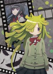  2girls akemi_homura aki_mabayu animal_ears cat_ears cat_girl cat_tail film_reel gecchu highres komishko magia_record:_mahou_shoujo_madoka_magica_gaiden mahou_shoujo_madoka_magica multiple_girls official_style tail third-party_edit 