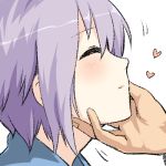  blush chin_grab closed_eyes lowres nagato_yuki purple_hair short_hair suzumiya_haruhi_no_yuuutsu 