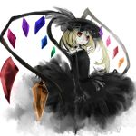  blonde_hair dress flandre_scarlet gap lowres red_eyes short_hair side_ponytail solo straw_like the_embodiment_of_scarlet_devil touhou wings 