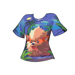  arcanine asatsuki_(fgfff) character_print commentary_request lowres no_humans pokemon print_shirt shirt short_sleeves simple_background still_life t-shirt white_background 