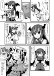  animal_ears bat_wings bite_mark blood blush book closed_eyes comic covering_mouth crescent eyes_closed fainting flandre_scarlet gem gown hat head_wings hug ichimi koakuma long_hair monochrome moon multiple_girls patchouli_knowledge ponytail touhou translated translation_request wings 
