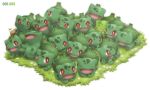  bulbasaur ditb eyes_closed flowers grass green green_skin heart leaf multiple_persona no_humans odd_one_out open_mouth pokemon pokemon_(creature) red_eyes shiny shiny_pokemon smile tooth 