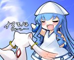  closed_eyes crossover eyes_closed ikamusume jewelry kyubey kyuubee long_hair mahou_shoujo_madoka_magica shinryaku!_ikamusume tentacle tentacle_hair tentacles translated translation_request yume_shokunin 