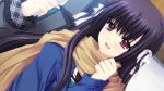  black_hair game_cg hananomiya_ako long_hair nishimata_aoi purple_eyes seifuku sekai_seifuku_kanojo violet_eyes 