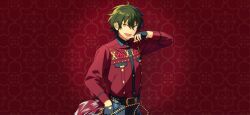  1boy belt belt_buckle black_belt black_gloves blue_eyes buckle buttons collared_shirt ensemble_stars! fingerless_gloves fingernails fusionic_stars!!_(ensemble_stars!) game_asset gloves grey_hair hair_between_eyes hand_up happy_elements heterochromia kagehira_mika long_sleeves looking_at_viewer male_focus official_art open_mouth orange_eyes shirt short_hair solo third-party_source upper_body variant_set wing_collar 