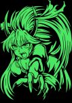  breasts cleavage ex-keine horns kamishirasawa_keine long_hair macaroni_and_cheese monochrome outstretched_arm solo touhou 