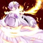  aiming crescent fire hat highres long_hair magic miki_plus miki_purasu patchouli_knowledge purple_eyes purple_hair solo touhou violet_eyes wink 