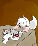  blood bullet_hole fine_art_parody i_asked_for_scrambled kyubey kyuubee mahou_shoujo_madoka_magica no_humans okota_(artist) parody spoilers 