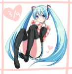  bad_id black_legwear black_thighhighs blue_eyes blue_hair blush hatsune_miku itou_nanami long_hair mikupa open_mouth panties solo striped striped_panties thigh-highs thighhighs twintails underwear very_long_hair vocaloid 