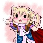  animal_ears blonde_hair cat_ears cat_tail chibi extra_ears hoshizuki_(seigetsu) kemonomimi_mode mizuhashi_parsee musical_note open_mouth pointing puru-see scarf solo tail touhou trembling 