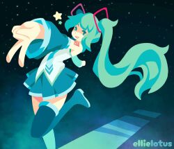  aqua_eyes aqua_hair aqua_nails aqua_necktie black_sleeves detached_sleeves ellie_lotus hatsune_miku highres long_hair necktie no_lineart number_tattoo shirt sleeveless sleeveless_shirt tattoo twintails very_long_hair vocaloid white_shirt 