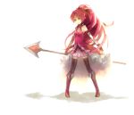  bare_shoulders black_legwear black_thighhighs magical_girl mahou_shoujo_madoka_magica polearm ponytail red_eyes red_hair redhead sakura_kyouko solo teki_(kakari) thigh-highs thighhighs weapon 