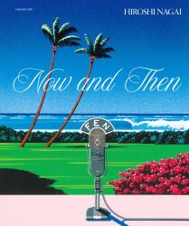  artist_name blue_sky bush clear_sky commentary_request cover cover_page day english_text grass highres hiroshi_nagai horizon microphone no_humans ocean original outdoors palm_tree sky tree vintage_microphone water waves web_address 