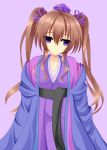  alternate_costume brown_hair highres himekaidou_hatate japanese_clothes kimono masiroke purple_eyes solo touhou twintails violet_eyes 