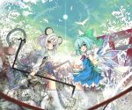  animal_ears blue_eyes blue_hair bow cirno feet_in_water grey_hair hair_bow mouse_ears mouse_tail multiple_girls nazrin red_eyes revised revision shino_(eefy) short_hair soaking_feet tail torii touhou water wings 
