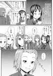  bad_id blazer comic grin hair_ornament hairband hairclip hirasawa_yui k-on! kotobuki_tsumugi letter long_hair monochrome school_uniform shimofuri_kaeru short_hair smile tainaka_ritsu translated 