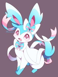  alternate_color blush bow commentary full_body hamidashicat no_humans open_mouth pink_eyes pokemon pokemon_(creature) pokemon_focus ribbon shiny_pokemon sitting smile solo sylveon twitter_username untranslatable_commentary 
