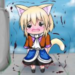  animal_ears blonde_hair cat_ears cat_tail chibi extra_ears fang hoshizuki_(seigetsu) hoshizuki_(seigetu) kemonomimi_mode mizuhashi_parsee open_mouth puru-see scarf solo tail tears touhou trembling 