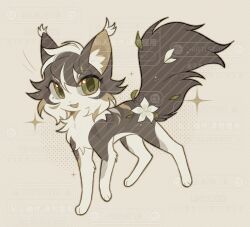  :3 :d animal animal_focus brown_coat cat coat commission deformed ear_tufts flat_color flower fluffy full_body green_eyes lily_(flower) looking_at_viewer mihuashi_commission no_humans original simple_background smile solo sparkle spottedrose tabby_cat too_many_watermarks warrior_cats watermark white_flower yellow_background 