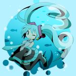  aqua_eyes aqua_hair bare_shoulders detached_sleeves floating_hair gibuchoko hatsune_miku long_hair necktie sleeves_past_wrists smile solo thigh-highs thighhighs twintails underwater very_long_hair vocaloid wink zettai_ryouiki 