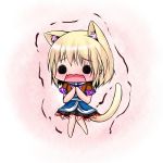  animal_ears blonde_hair cat_ears cat_tail chibi extra_ears hoshizuki_(seigetsu) kemonomimi_mode minigirl mizuhashi_parsee open_mouth puru-see scarf solo tail touhou trembling 