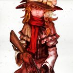 blonde_hair braid capelet carbine gloves gun hat highres kirisame_marisa perfect_cherry_blossom rifle scarf solo steam touhou weapon witch witch_hat yellow_eyes 