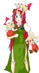  &gt;:3 :3 :d bacho blonde_hair blue_eyes braid carrying chibi chibi_on_head clone detached_wings fang flandre_scarlet four_of_a_kind_(touhou) hanging hat hiding highres hong_meiling long_hair mini_wings multiple_girls multiple_persona open_mouth red_eyes red_hair redhead side_ponytail smile touhou twin_braids when_you_see_it wings 
