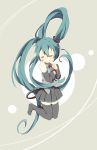  aqua_hair boots closed_eyes detached_sleeves eyes_closed hatsune_miku kneeling kugi_(up_down) long_hair necktie skirt solo thigh-highs thigh_boots thighhighs treble_clef twintails very_long_hair vocaloid 