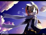  evening hairband headphones kagamine_rin korean letterboxed morning scarf short_hair sky sunbeam sunlight sunrise vocaloid yellow_eyes zoozak 