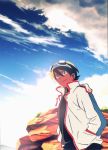  alternate_costume choker cloud clouds goggles goggles_on_head hands_in_pockets jacket kikuchi_daisuke male official_art scan simon sky solo tengen_toppa_gurren-lagann tengen_toppa_gurren_lagann 