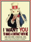  hat i_want_you kyubey kyuubee lord_(tvtropes) mahou_shoujo_madoka_magica make_a_contract no_humans parody pointing poster propaganda red_eyes solo spoilers top_hat truth uncle_sam 