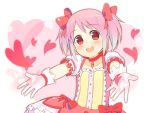  artist_request bow brown_eyes child choker dress gloves gradient_hair grin hair_ribbon happy heart highres kaname_madoka magical_girl mahou_shoujo_madoka_magica open_mouth oza_watto pink_eyes pink_hair puffy_sleeves red_eyes short_twintails smile solo soul_gem twintails 