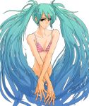  face gradient_hair hatsune_miku highres igau multicolored_hair swimsuit twintails vocaloid 