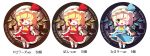  ;d blonde_hair bloomers blue_dress blush_stickers character_name chibi circle dress flandre_scarlet green_eyes hat open_mouth red_dress red_eyes side_ponytail smile solo tahal taharu_kousuke the_embodiment_of_scarlet_devil touhou upskirt wings wink 