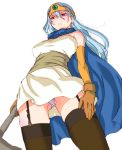  cape circlet dragon_quest dragon_quest_iii elbow_gloves from_below garter_straps gloves long_hair oono_tsutomu panties pantyshot red_eyes sage_(dq3) thigh-highs thighhighs underwear 