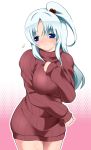  blush breasts fuantei highres long_hair shinki side_ponytail silver_hair sweater touhou 