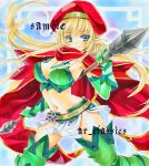  at_classics beret blonde_hair blue_eyes blush boots braid breasts cape cleavage elbow_gloves elf gloves hat large_breasts long_hair marker_(medium) midriff miniskirt pointy_ears polearm queen&#039;s_blade queen's_blade sample side_braid skirt spear thigh_boots thighhighs traditional_media weapon 